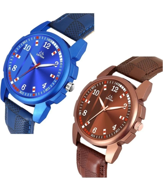 Septem Multicolor Leather Analog Mens Watch