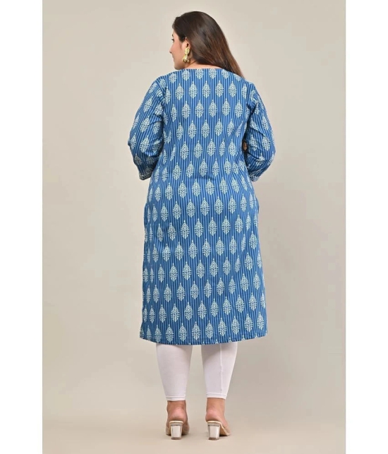 Swasti Cotton Printed Straight Womens Kurti - Blue ( Pack of 1 ) - None