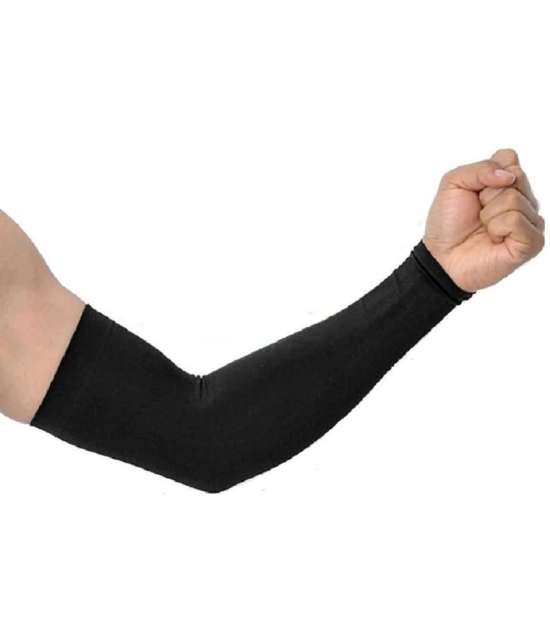 HINGOL Black Self Design Riding Sleeves ( Single Set ) - Freesize