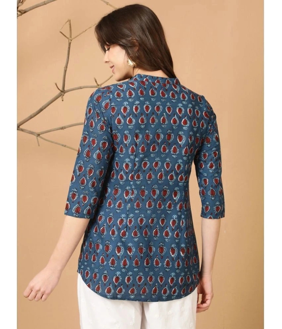 Antaran Cotton Printed Straight Womens Kurti - Blue ( Pack of 1 ) - None