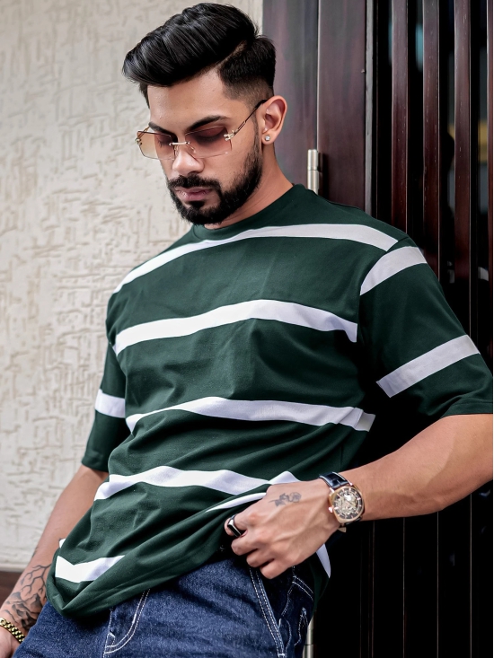 Stripes Dark Green T-Shirt-L / Dark Green