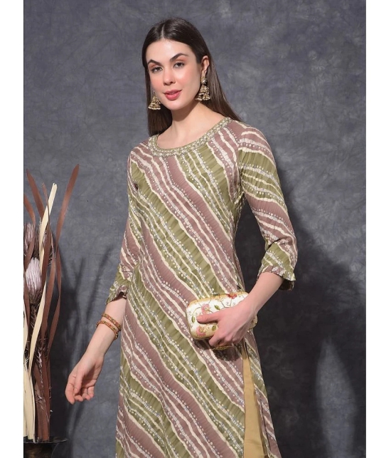 Mamoose Rayon Striped Straight Womens Kurti - Brown ( Pack of 1 ) - None