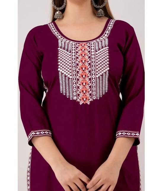 Kapadia - Wine Rayon Womens Straight Kurti ( Pack of 1 ) - None