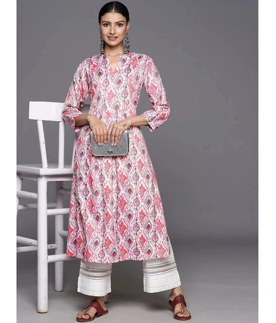 Varanga Viscose Printed A-Line Womens Kurti - Pink ( Pack of 1 ) - None