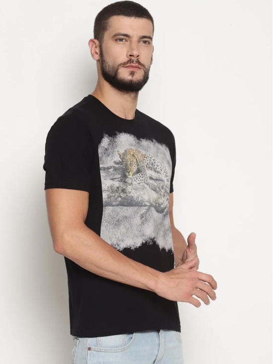 Wolfpack Men Black Printed T-Shirt-M