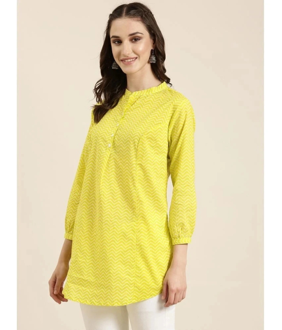 Showoff Cotton Blend Solid A-Line Womens Kurti - Lime Green ( Pack of 1 ) - None