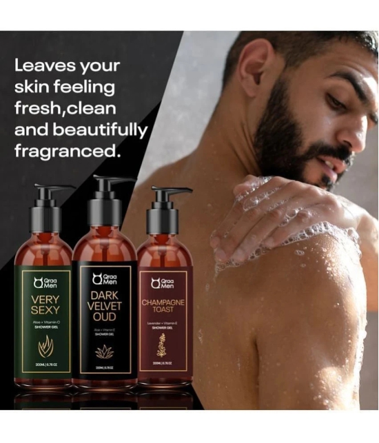 Qraa Men Luxurious Shower Gel- Long Lasting Fragrance With Aloe Vera,Vitamin E & C Pack Of 3|600Ml