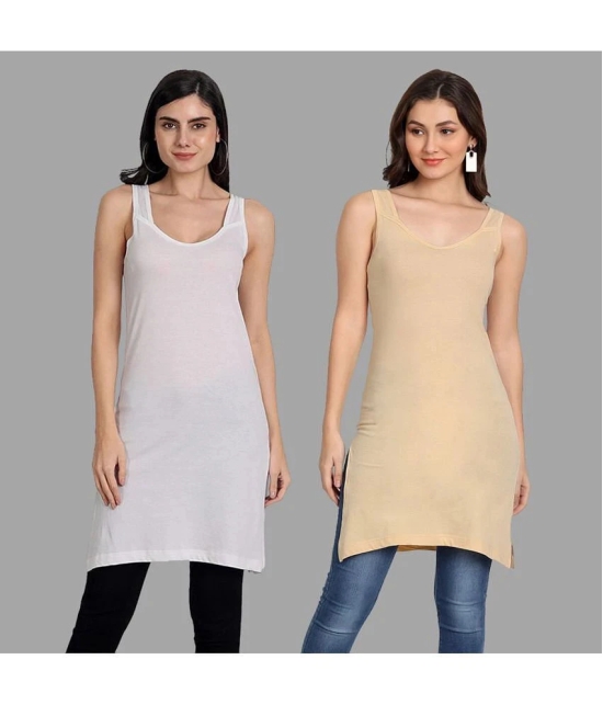 AIMLY Cotton Tanks - Beige Pack of 2 - None