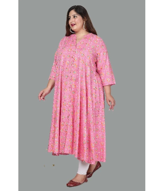 Swasti Cotton Blend Printed Shirt Style Womens Kurti - Pink ( Pack of 1 ) - None