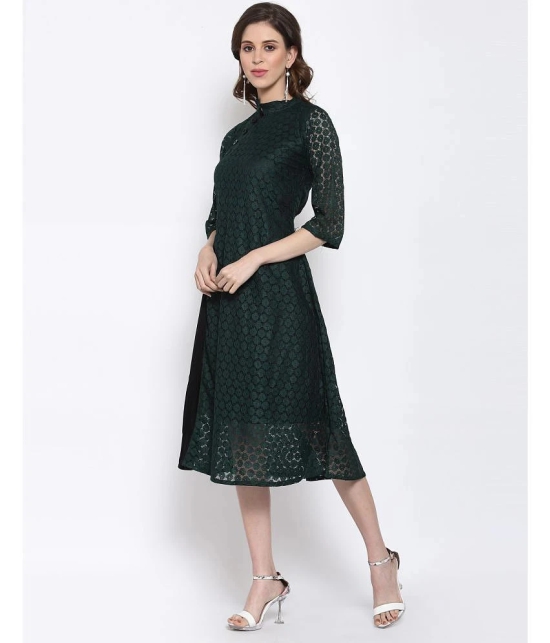 Selvia Net Green A- line Dress - - None