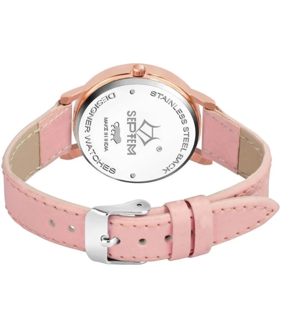 Septem Pink Leather Analog Womens Watch