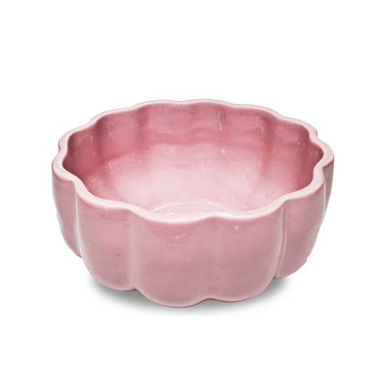 Scalloped Ceramic Serving Bowl | 900 ml Peach