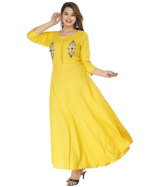 JC4U Rayon Yellow A- line Dress - Single - None