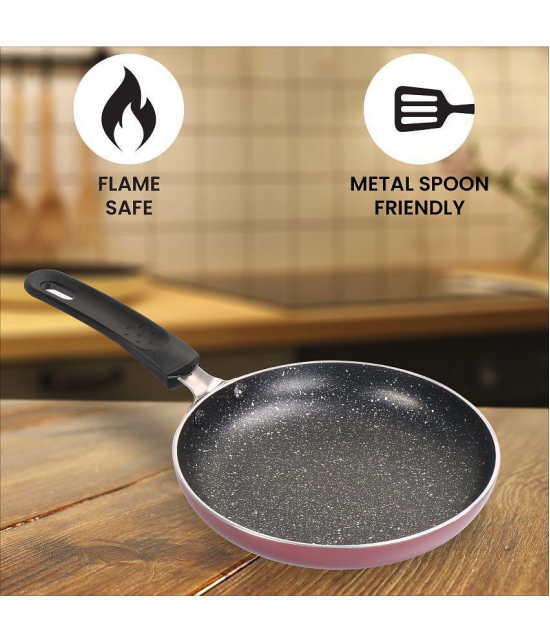 Milton Pro Cook Granito Non Induction Fry Pan, 18 cm, Burgundy | Flame Safe | Dishwasher Safe | Food Grade | Metal Spoon Friendly | Non - Stick | Bakelite Handle