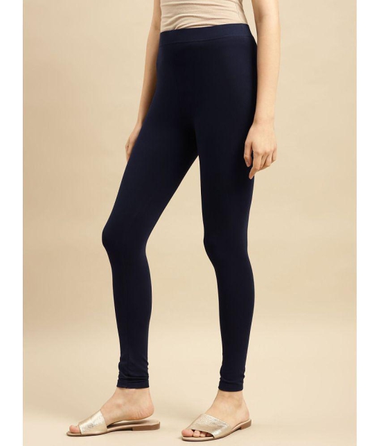 Rangita Women Cotton Navy Blue Solid Ankle Length Legging - None