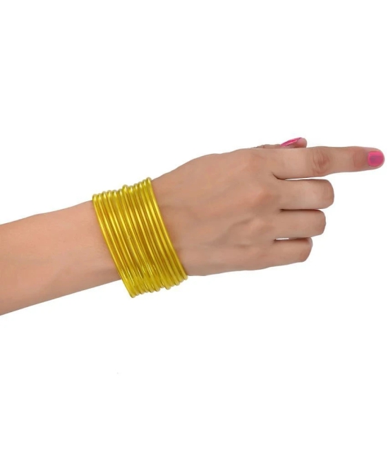 Somil - Yellow Bangle ( Pack of 12 ) - None