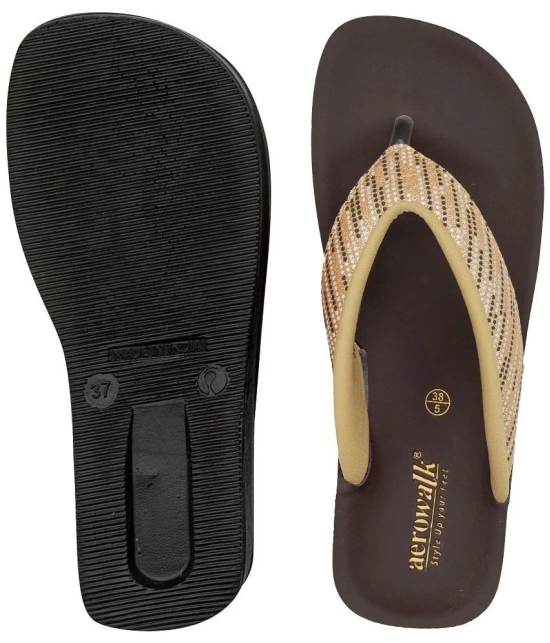 Aerowalk Gold Womens Leather Slipper - None