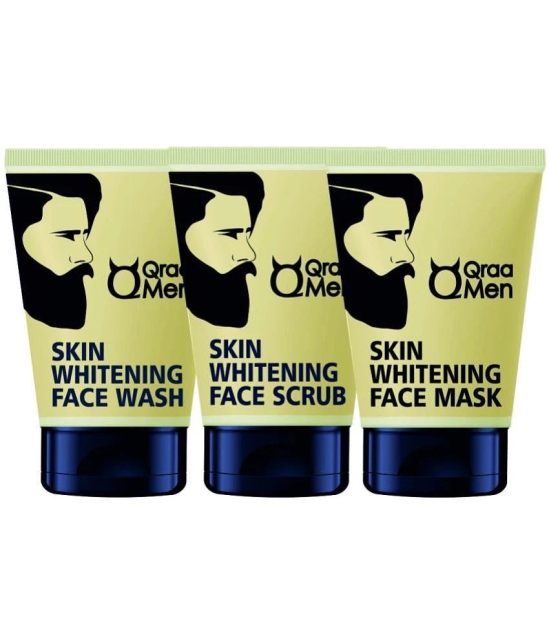 Qraa Vitamin C Skin Whitening Face Kit|Face Wash, Face Scrub and Face Mask for Men |With Vitamin E|For Brighter and Even Toned Skin (Set of 3)