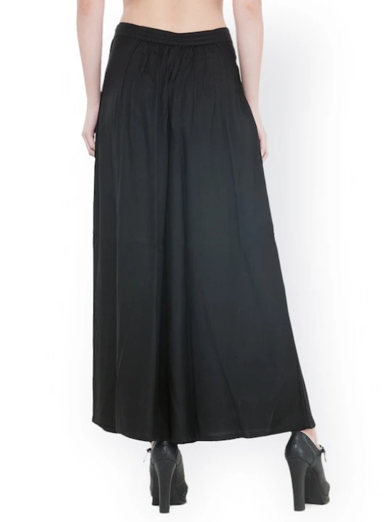 Women Black Flared Solid Palazzos