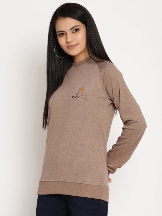Women Explorer Brown Solid Sweatshirt-S