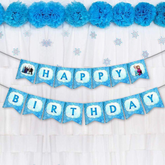 Party Propz FROZEN THEME HAPPY BIRTHDAY BANNER/ FROZEN PARTY SUPPLIES