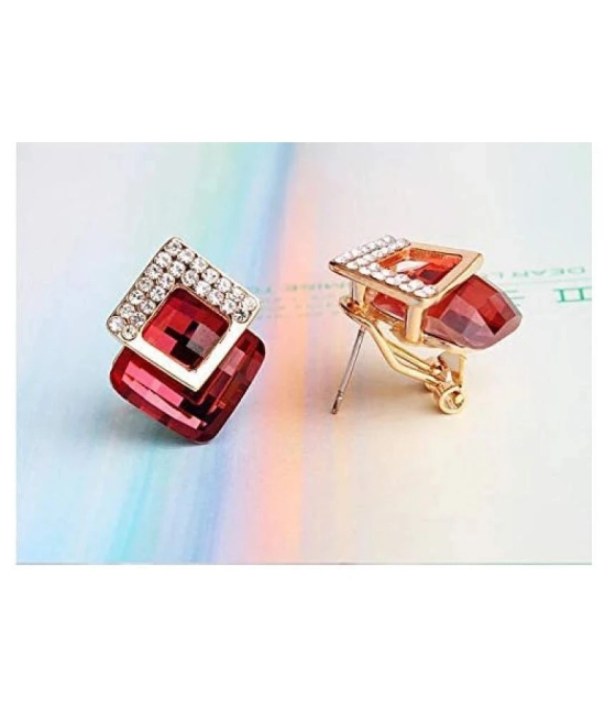 YouBella Stylish Party Wear Jewellery Gold Plated Studs Earrings for Women (RED)(YBEAR_32071) - Red