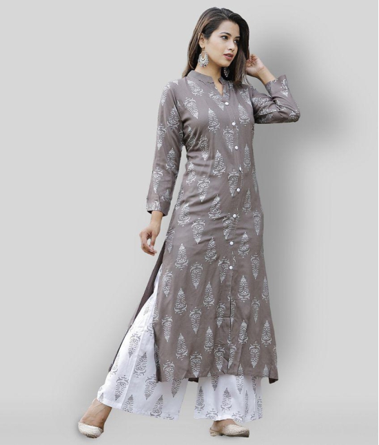 Lee Moda - Dark Grey Straight Rayon Women's Stitched Salwar Suit ( Pack of 1 ) - S