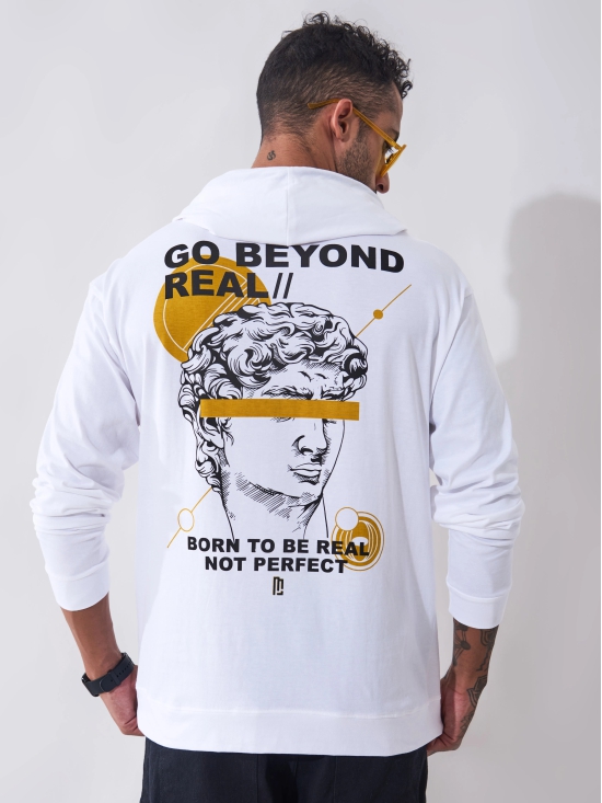 Go Beyond White Oversized Hoodie T-shirt-S / White