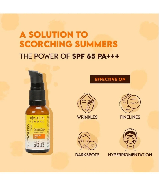 Jovees Herbal Sunscreen Face Serum SPF 65 PA+++ | For All Skin Types 30ml (Pack of 2)