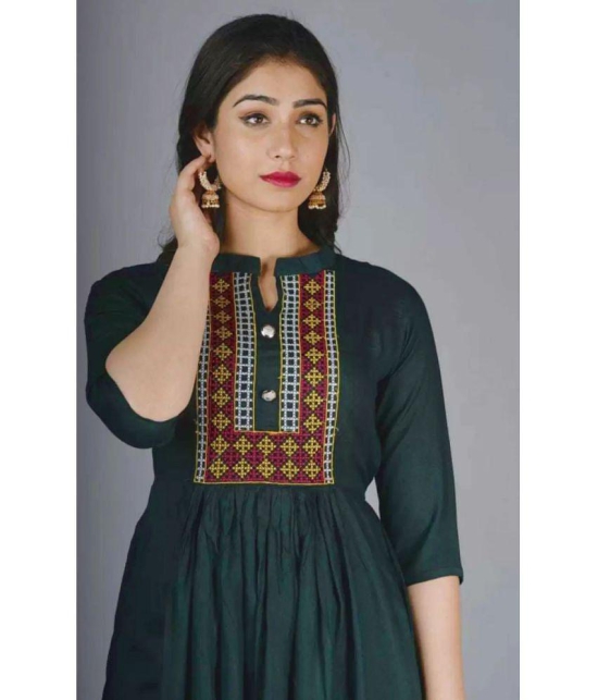 OFLINE SELCTION - Green Cotton Blend Women's Anarkali Kurti ( Pack of 1 ) - None