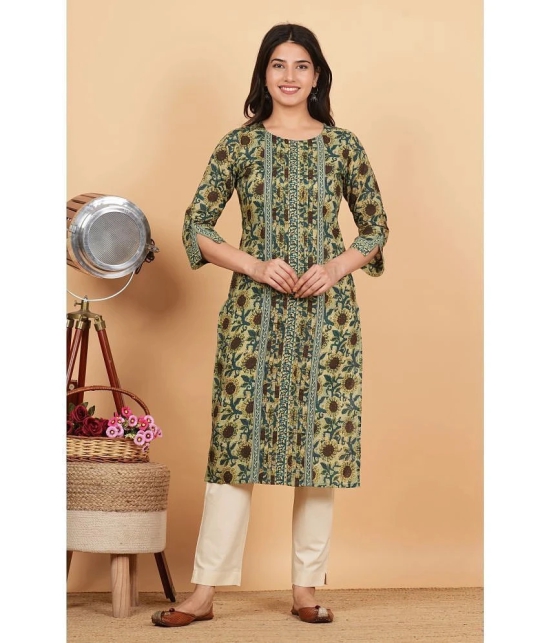 Vbuyz Cotton Printed Straight Womens Kurti - Blue ( Pack of 1 ) - None