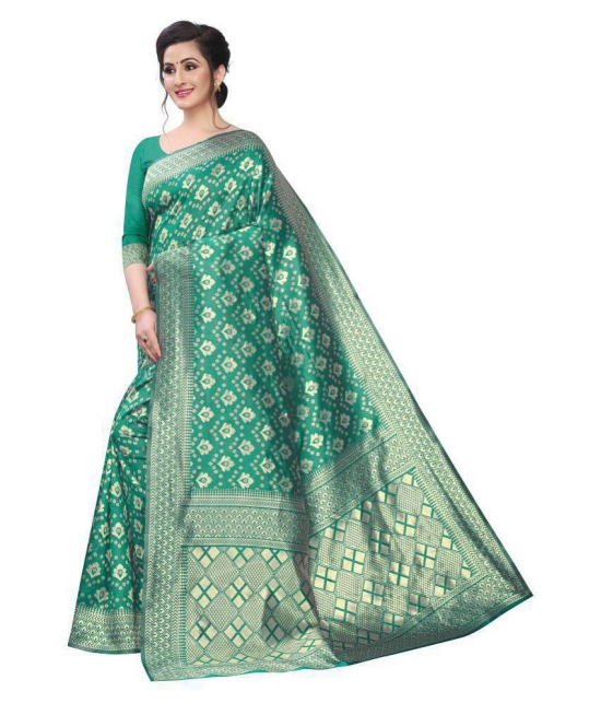 ofline selection Green Jacquard Saree - Single