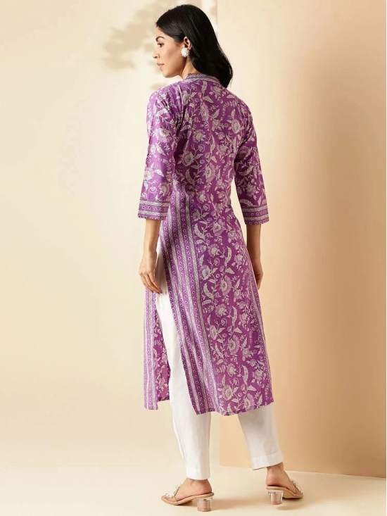 Vbuyz Cotton Printed Front Slit Womens Kurti - Lavender ( Pack of 1 ) - None