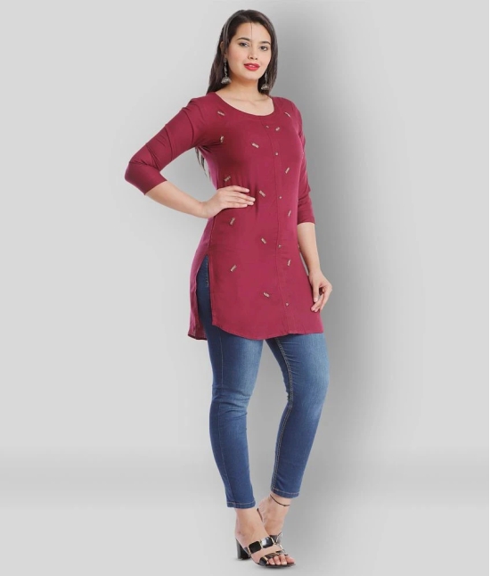 HIGHLIGHT FASHION EXPORT - Maroon Viscose Womens Straight Kurti ( Pack of 1 ) - S