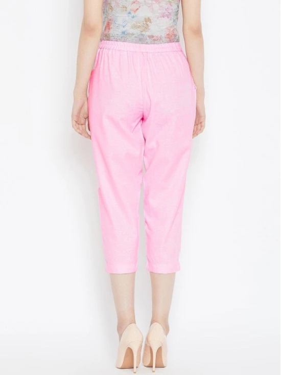 Women Pink Relaxed Pleated Cigerette Trousers