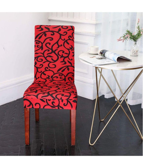 House Of Quirk 1 Seater Polyester Chair Cover ( Pack of 4 ) - Red