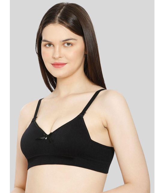 ILRASO - Black Cotton Non Padded Women's T-Shirt Bra ( Pack of 1 ) - None