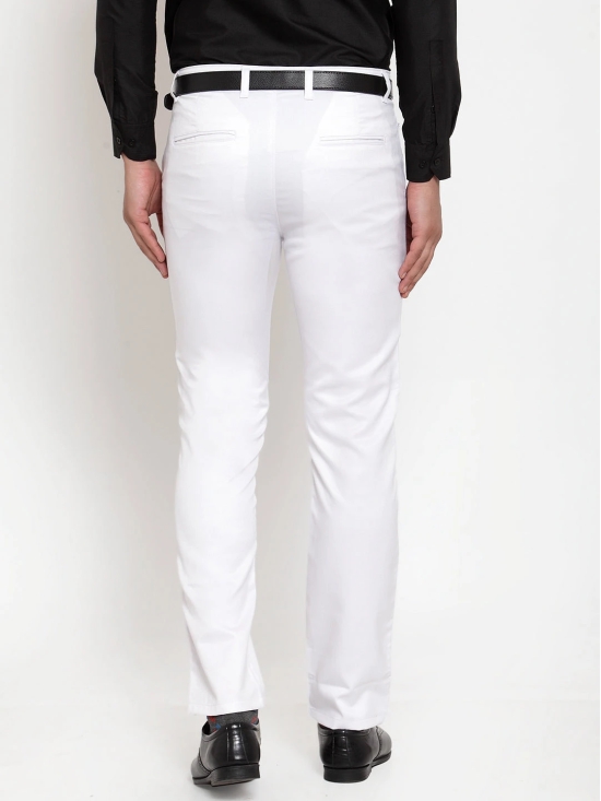 Indian Needle Men's White Tapered Fit Formal Trousers-38 / White