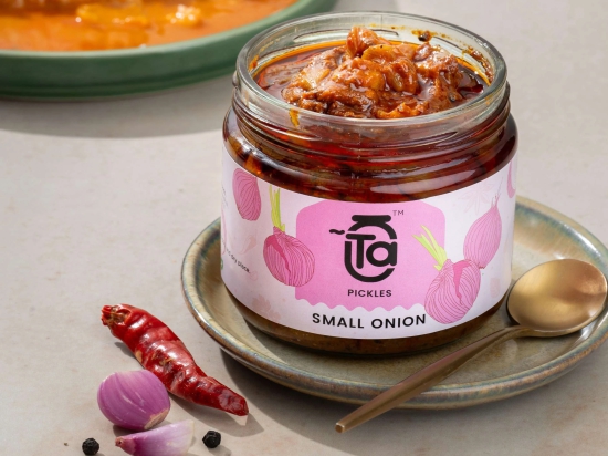 Ta Pickles | Small Onion Pickle | 150g | Made with Cold Pressed Oil | Homemade | Traditional Indian Taste | Natural | No Preservatives