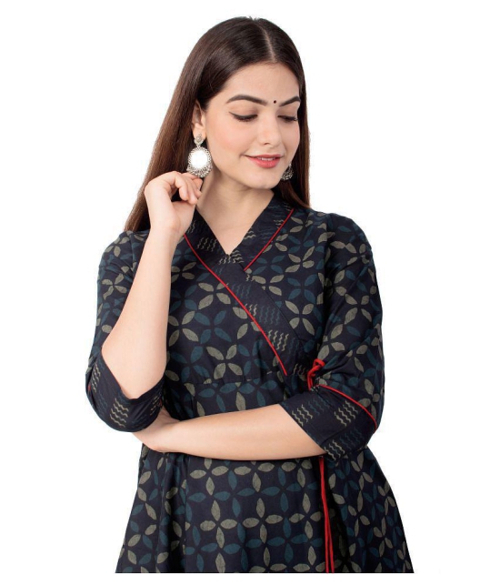 miravan Blue Cotton Angrakha Kurti - XL