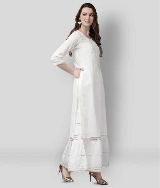 Juniper - White Rayon Womens Straight Kurti - L