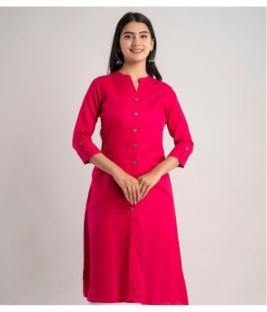 MAUKA - Pink Rayon Womens Front Slit Kurti ( Pack of 1 ) - None