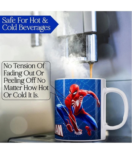 ZYOZI® Superhero Theme Printed Coffee Mug | Ceramic Coffee Mug for Gifts - 325 ml, Printed Coffee Cup |Ceramic Superhero Printed Coffee Mug | Superhero Coffee Mug for Kids (Pack of 1) - Blue