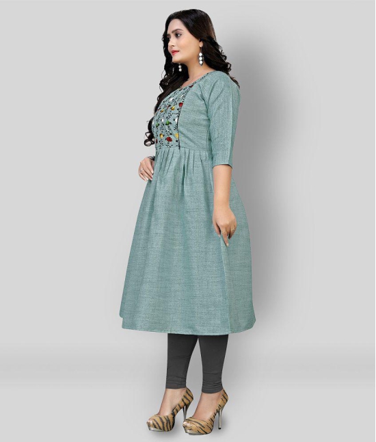 Rangrasiya - Green Cotton Women's Flared Kurti ( Pack of 1 ) - None