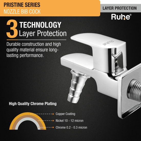 Pristine Nozzle Bib Tap Brass Faucet- by Ruhe®