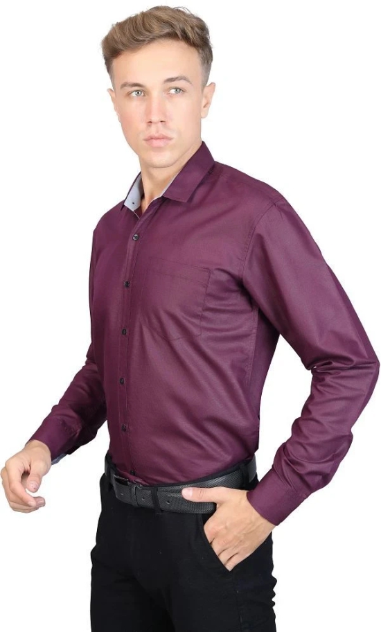 Supersquad Cotton Blend Regular Fit Full Sleeves Mens Formal Shirt - Maroon ( Pack of 1 ) - None