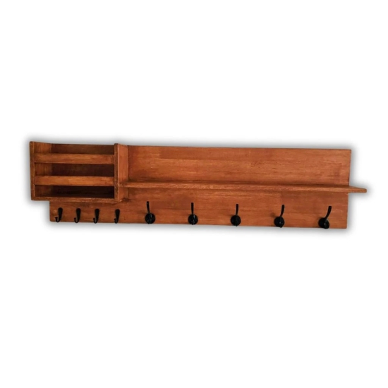 BARISH - Entry Way Organizer I Wall Mount Wooden Multipurpose Organizer for Home Decor | Handcrafted with Rubberwood I Wall Key Holder I 9 x 34 x 4.5 Inches