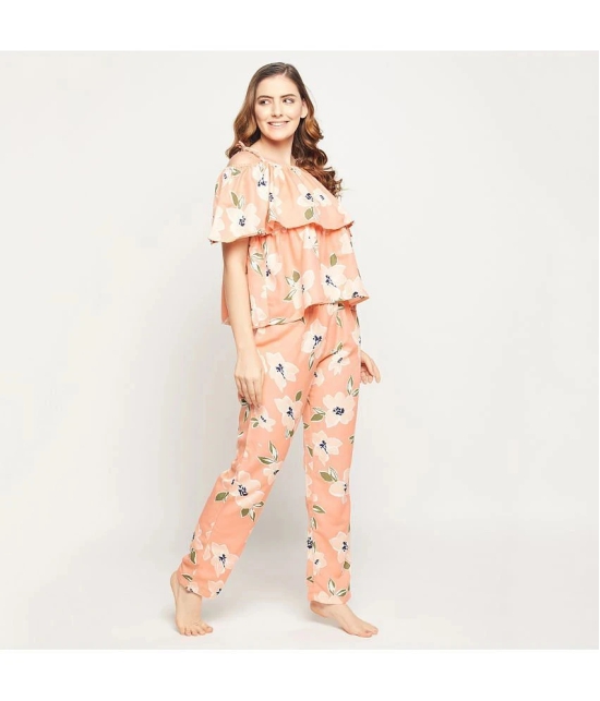 Clovia - Peach Rayon Womens Nightwear Nightsuit Sets ( Pack of 1 ) - None