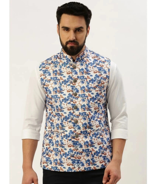 Showoff - Blue Cotton Blend Mens Nehru Jacket ( Pack of 1 ) - None