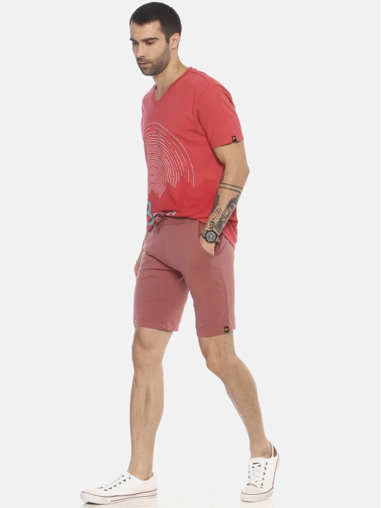 Wolfpack Men Dark Coral Solid Shorts-XXL